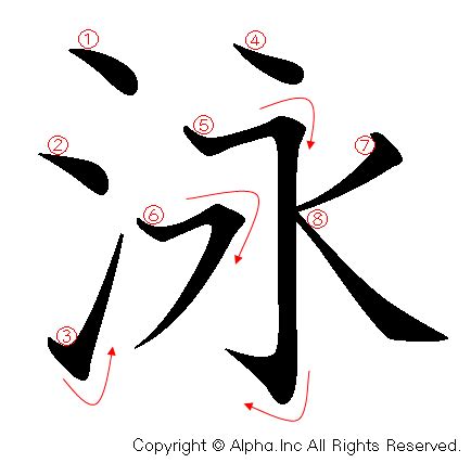 泳字筆順|漢字: 泳的筆畫順序 (“泳”8劃) 